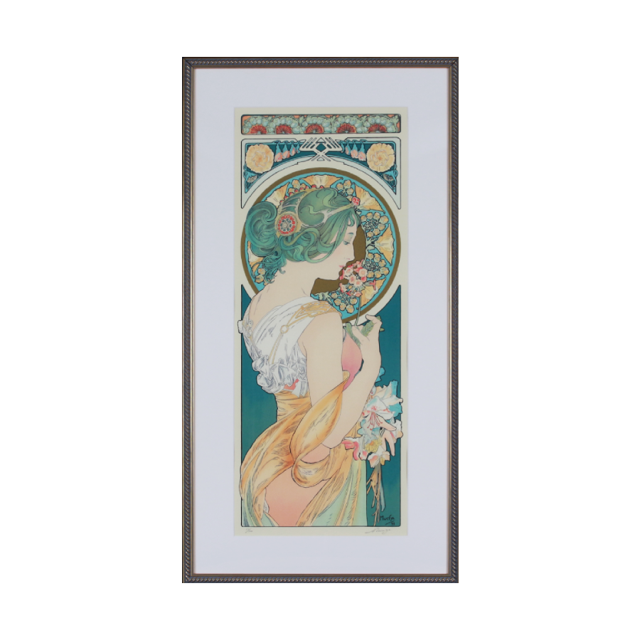 アルフォンス・ミュシャ、桜草（装飾パネルの下絵）、希少な画集より アルフォンス・ミュシャ 「桜草」 | | アトリエ・ブランカ