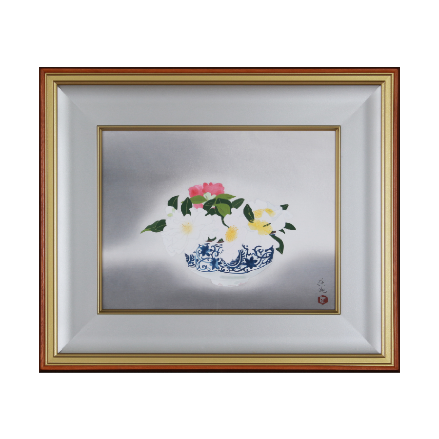 極美品✨未使用　小倉遊亀　山茶花　木版画 複製原画　エディション　144/250 山茶花<span class=
